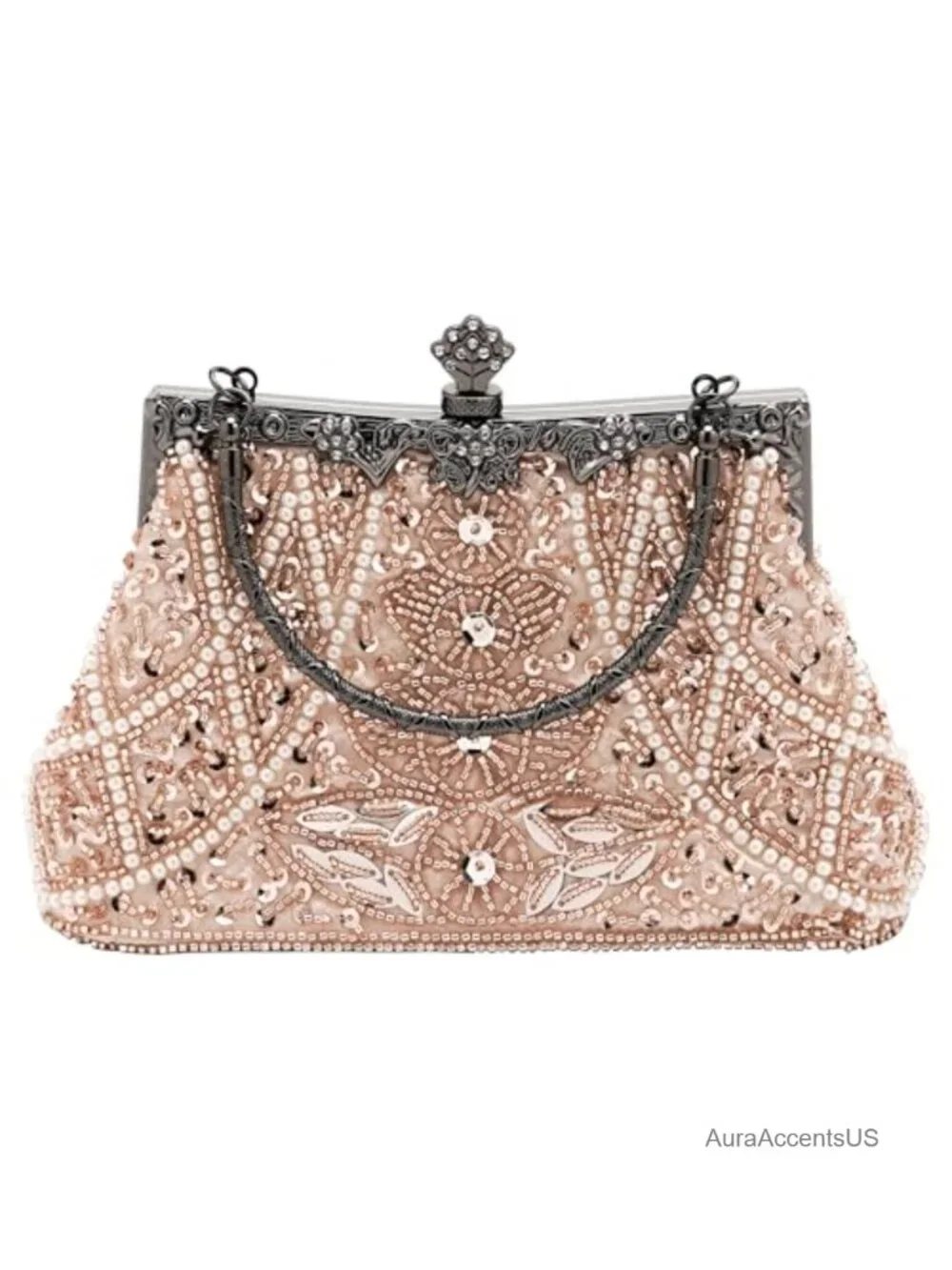 Vintage 1920s Beaded Clutch Purse Handbag with Chain Strap
